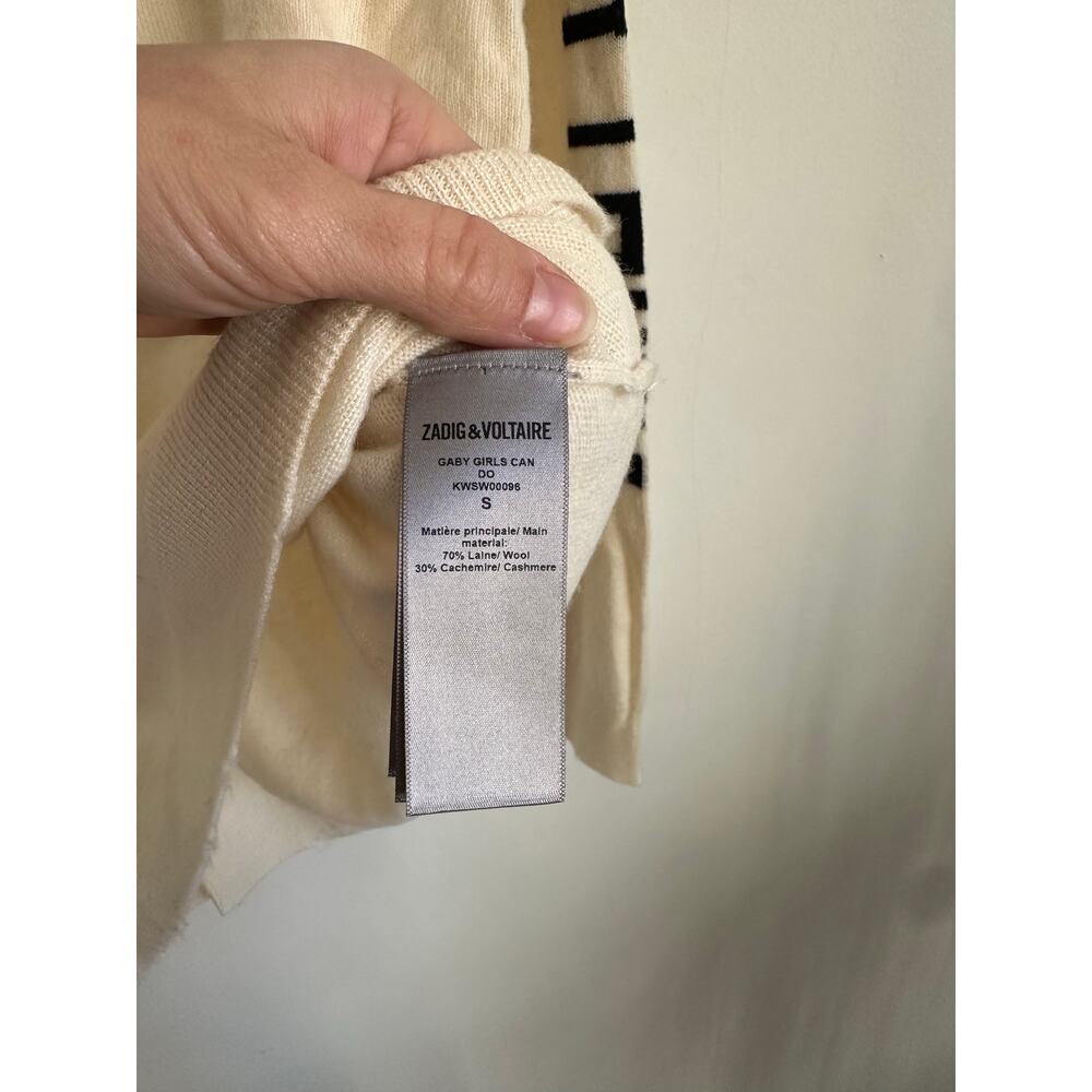 Zadig & Voltaire Gaby Girls Can Do Anythi Cashmere/wool Cream Sweater Small NWT - Picture 7 of 7